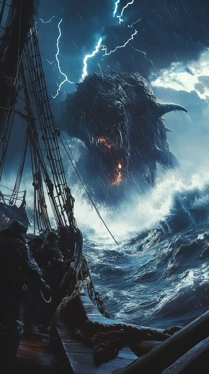 Fisherman Confronts Giant Sea Monster In Violent Ocean Storm