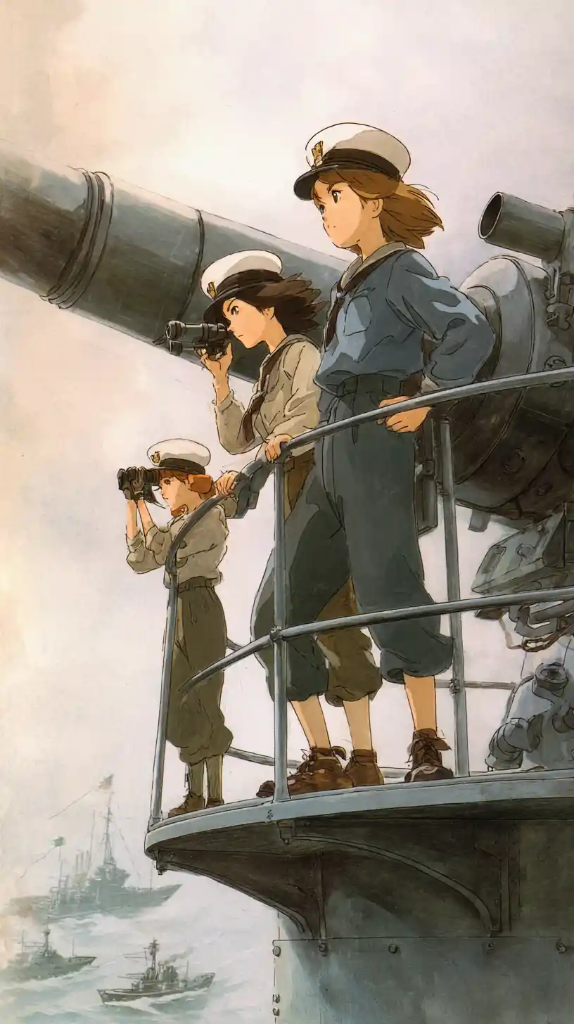 操縱巨大全甲板火砲的動畫海軍少女