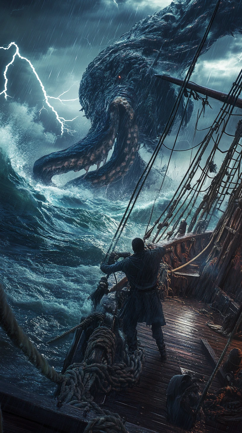 Fisherman faces colossal sea monster in raging storm