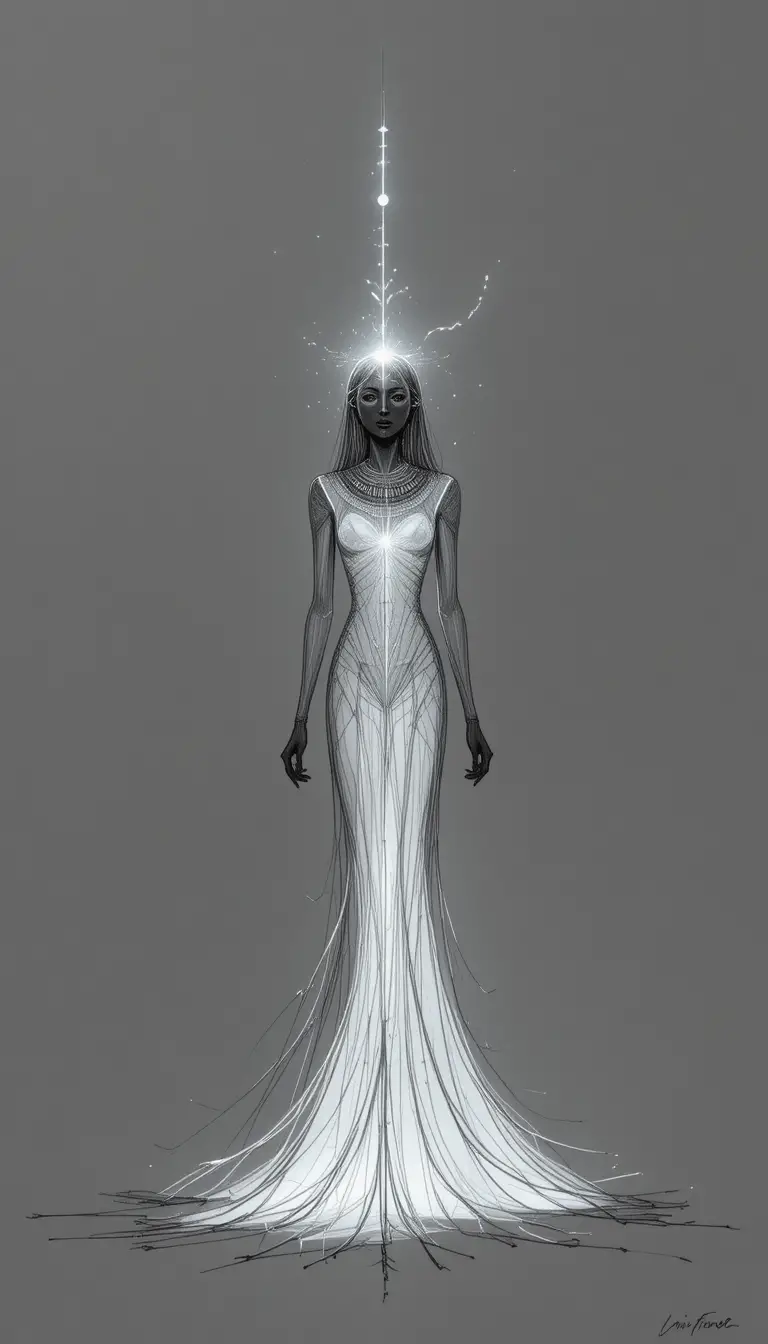 Minimalist glowing egyptian inspired drawing on grey background