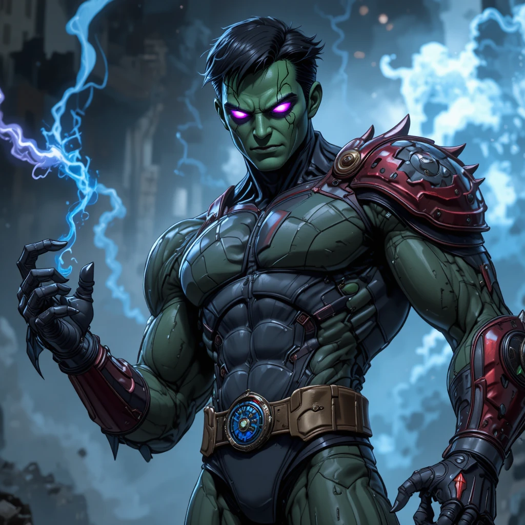 Male android maniac with claws in animated comic style