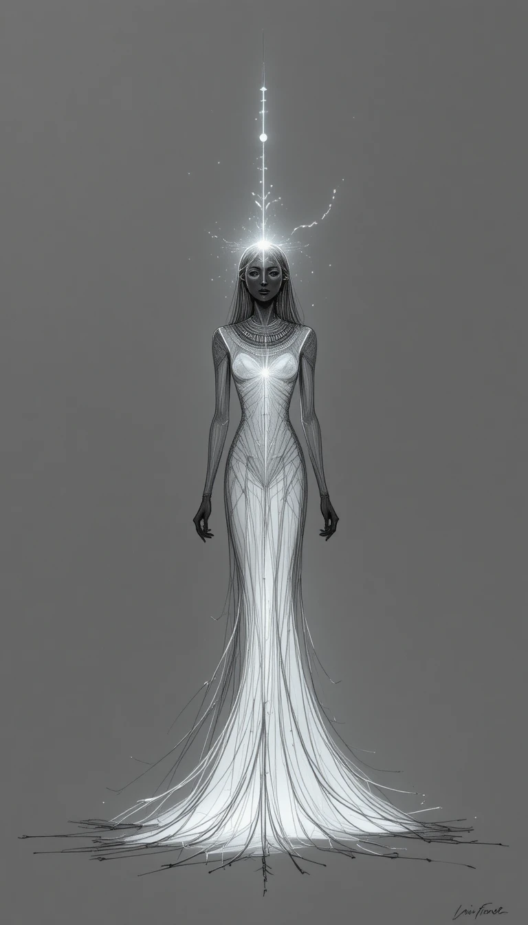 Dibujo minimalista brillante de inspiración egipcia sobre fondo gris