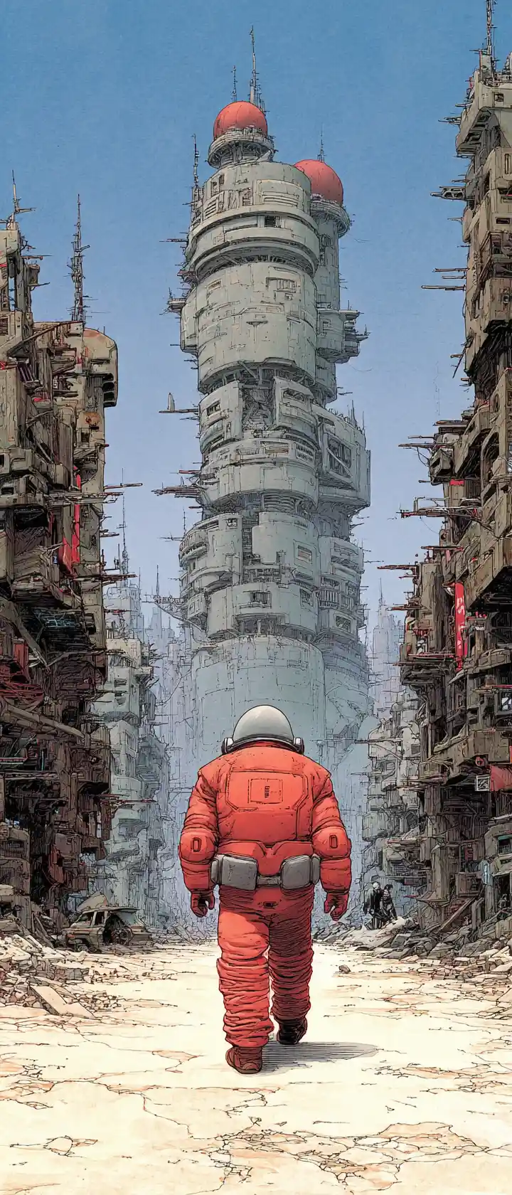 Dystopian Neo Tokyo scene inspired by classic manga Akira