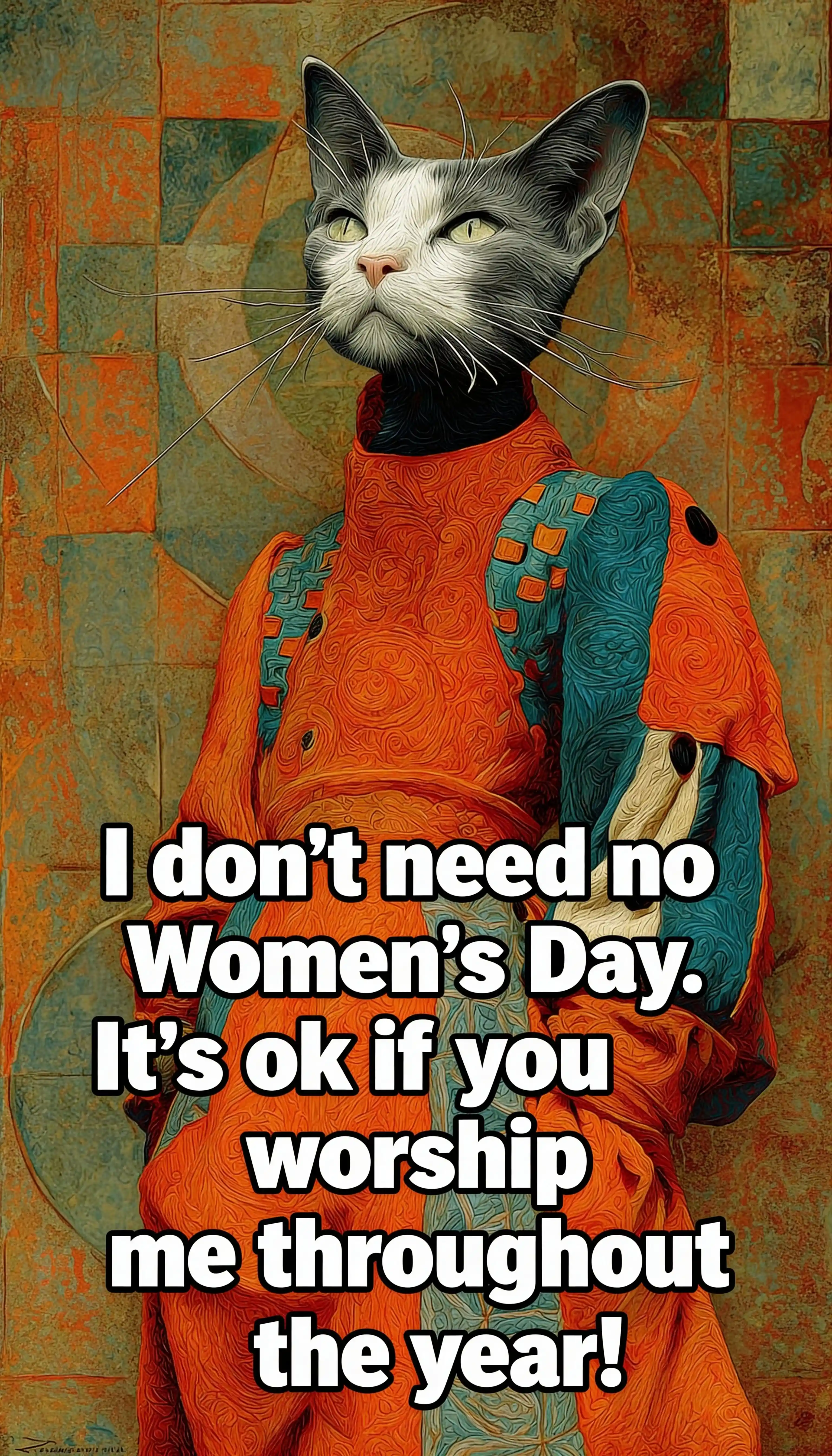 Playful bold typography with humorous womens day quote