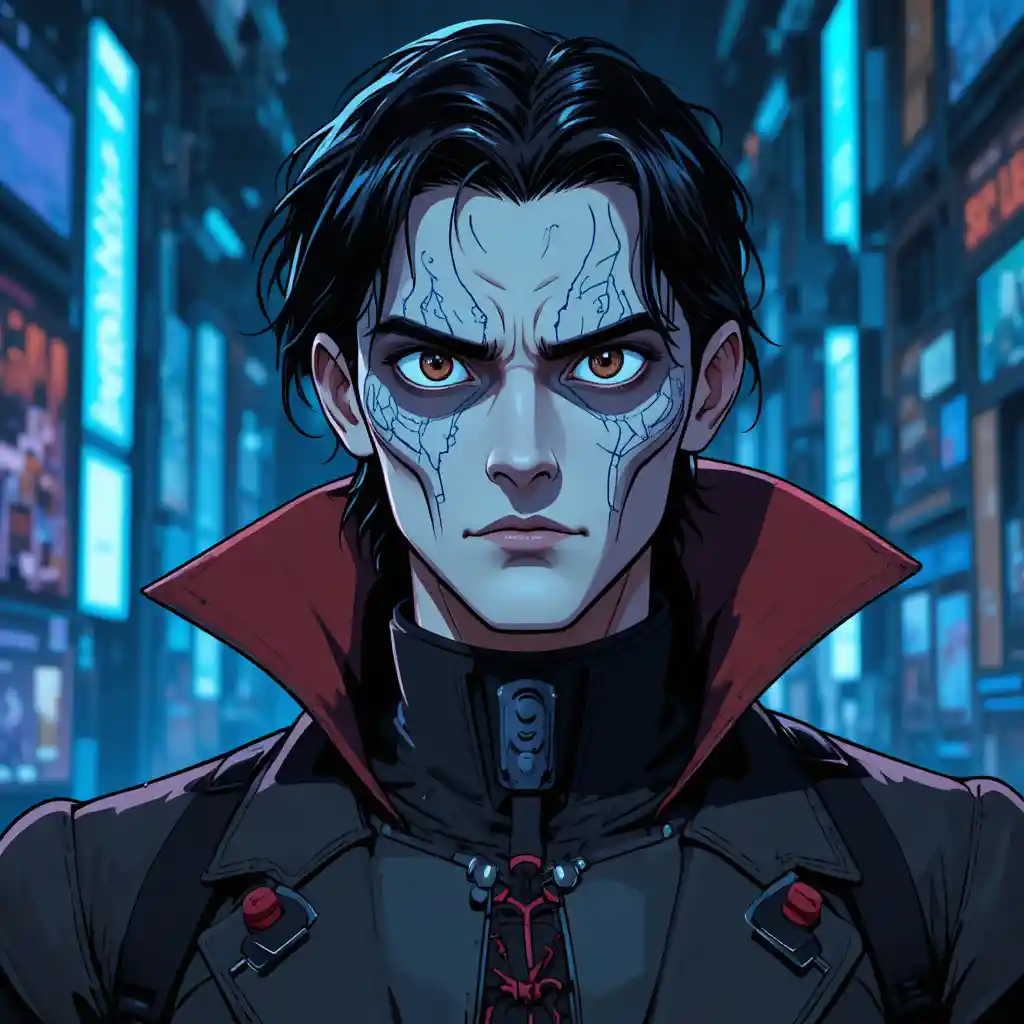 Animated male figure from a digital cyberspace universe