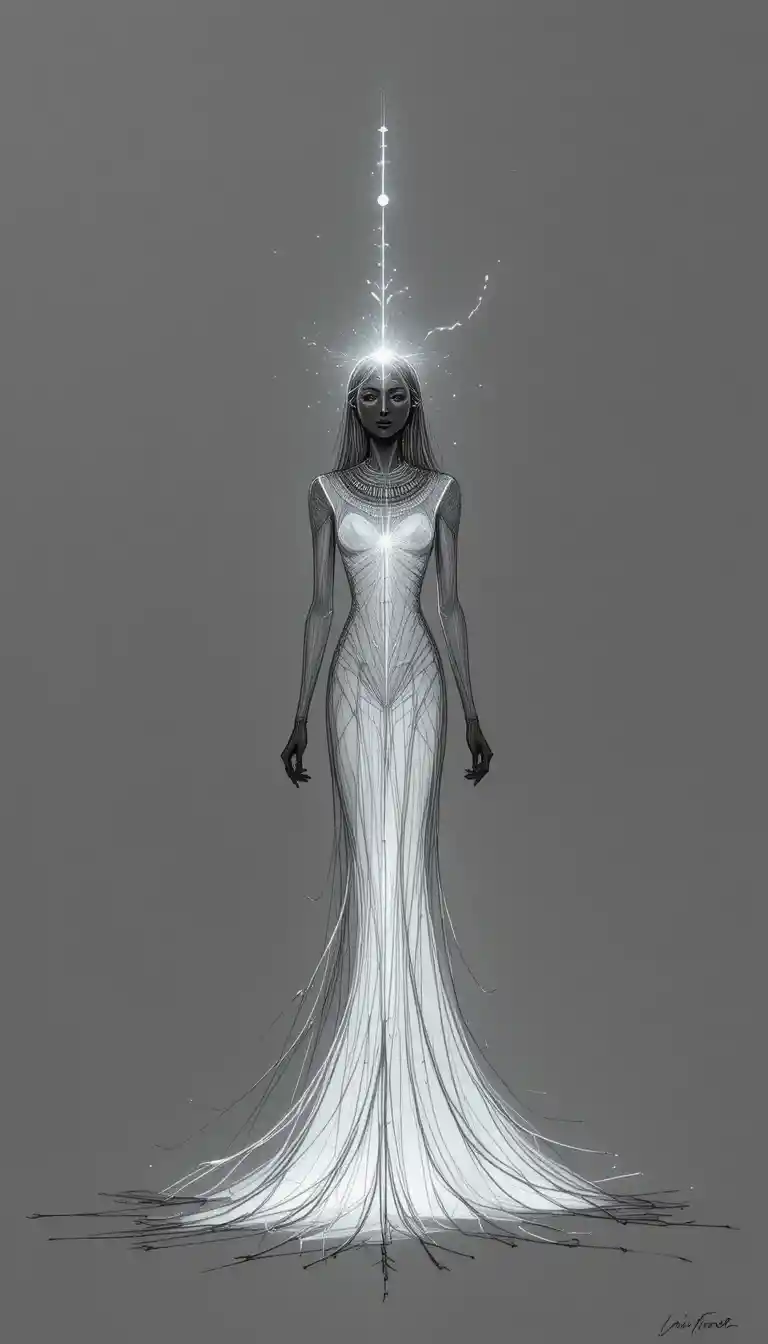 Minimalist glowing egyptian inspired drawing on grey background