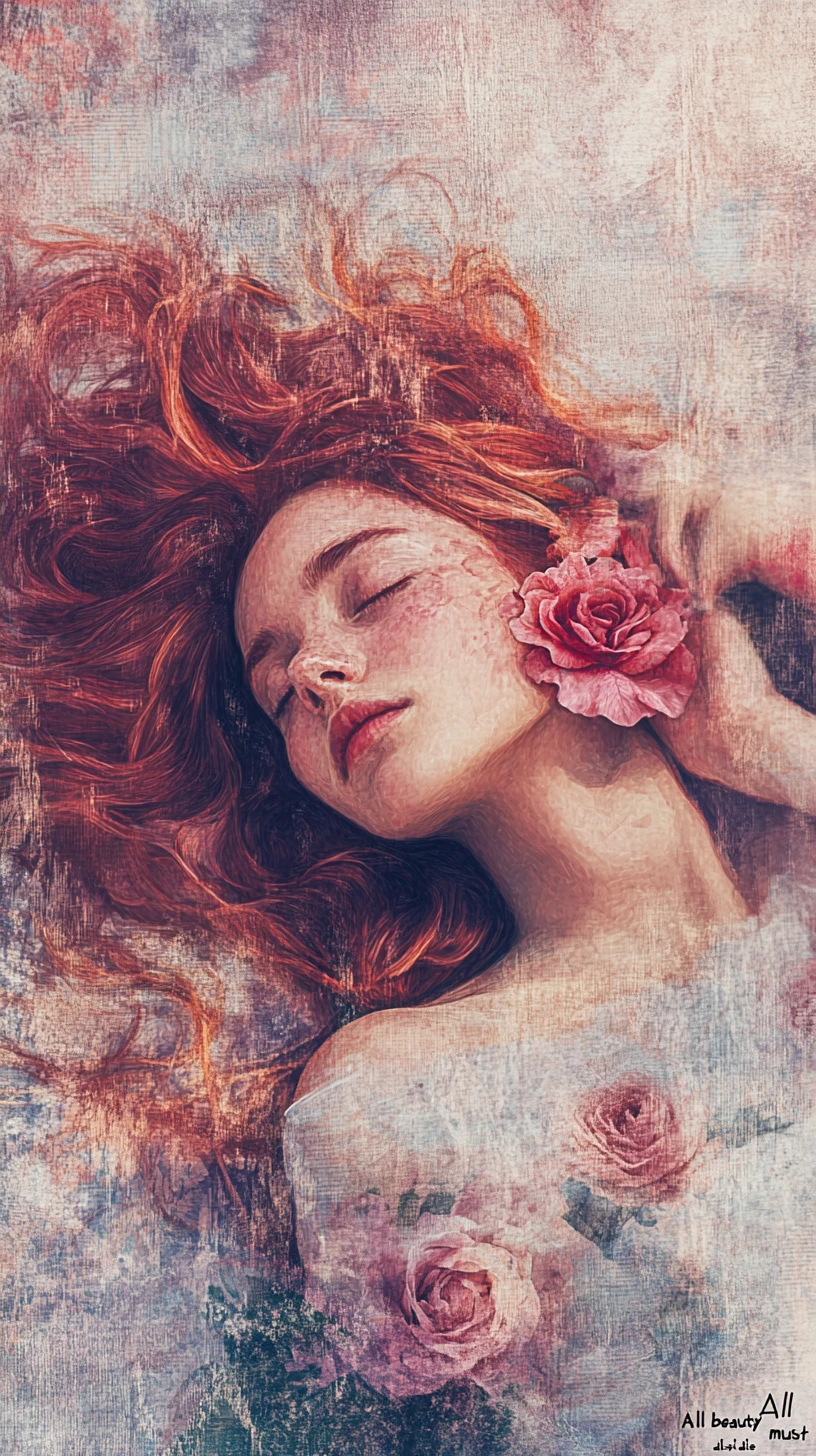 Woman lying on a quiet riverbank in soft wind