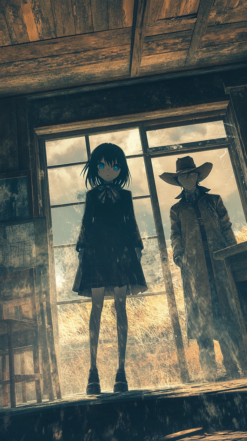 Melancholic Japanese schoolgirl in a dim empty classroom