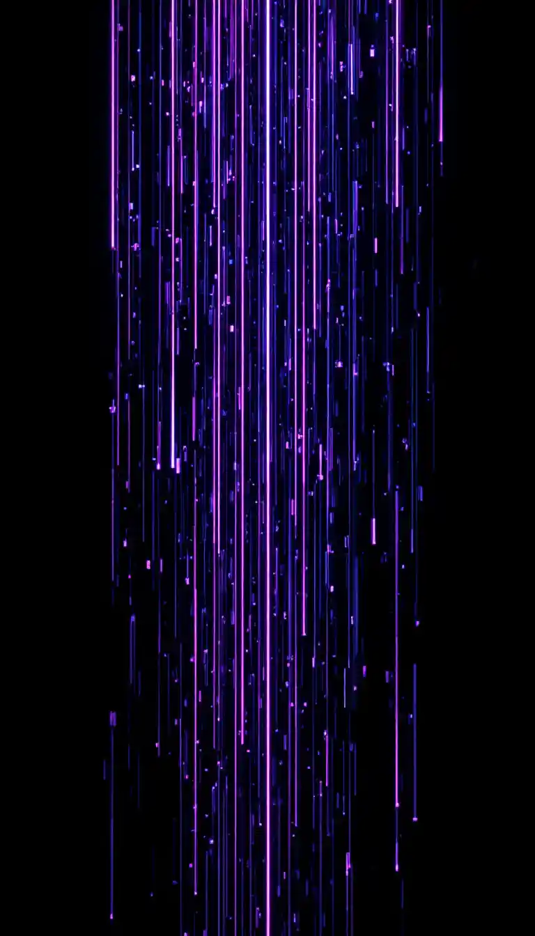 Neon data streams forming a futuristic linear interface