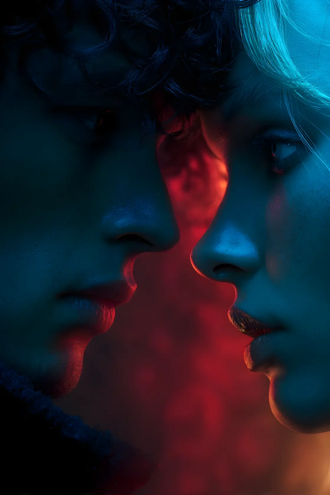 Romantic Close Up Portrait Of A Colorful Couple