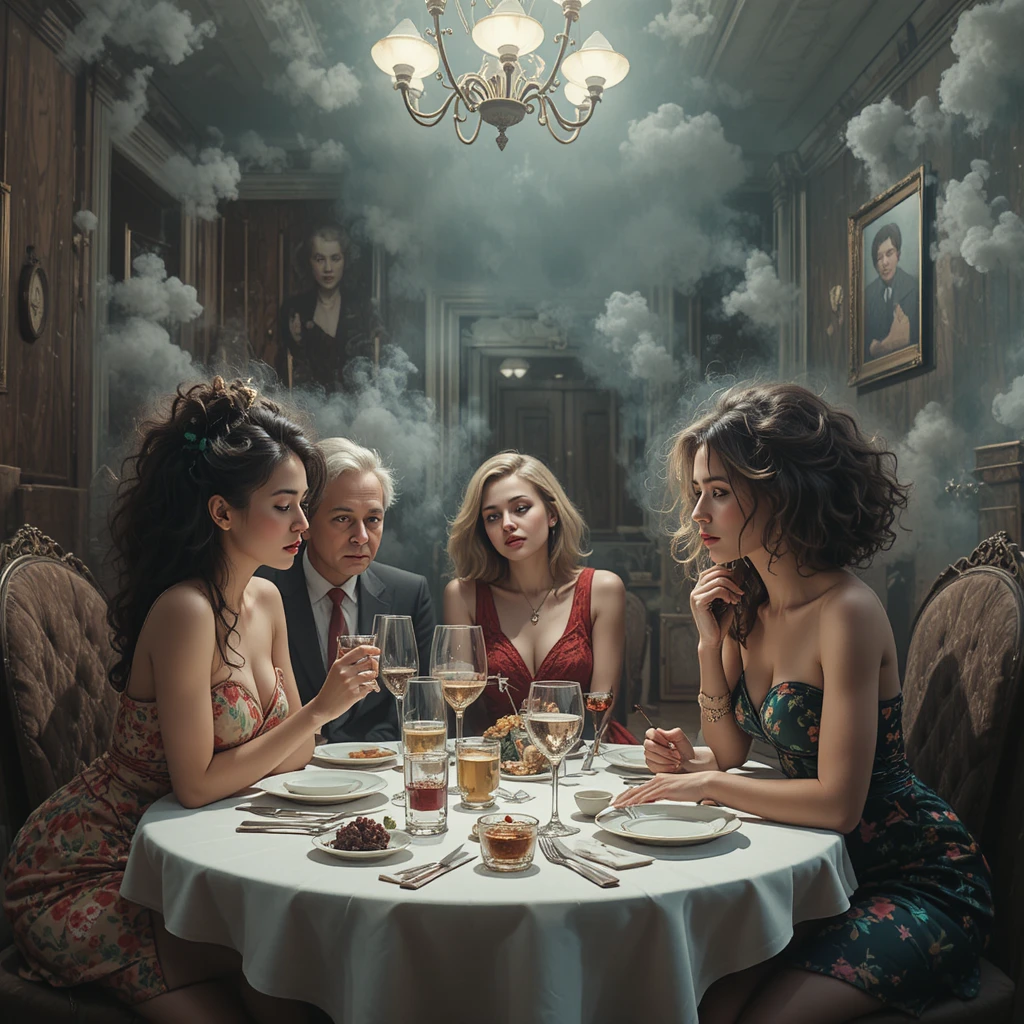 Group of women and guests gathered at an intimate dinner