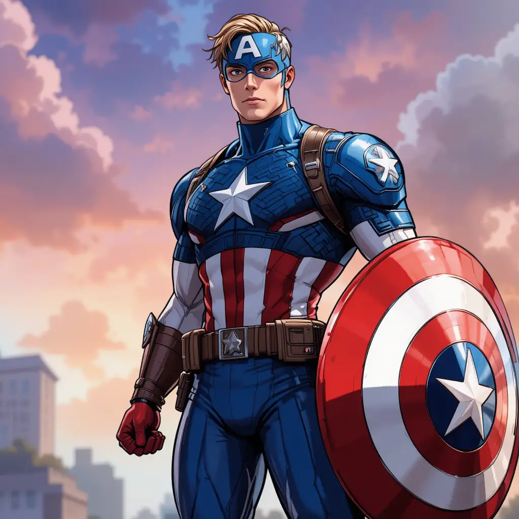 Animated American superhero character in comic inspired style