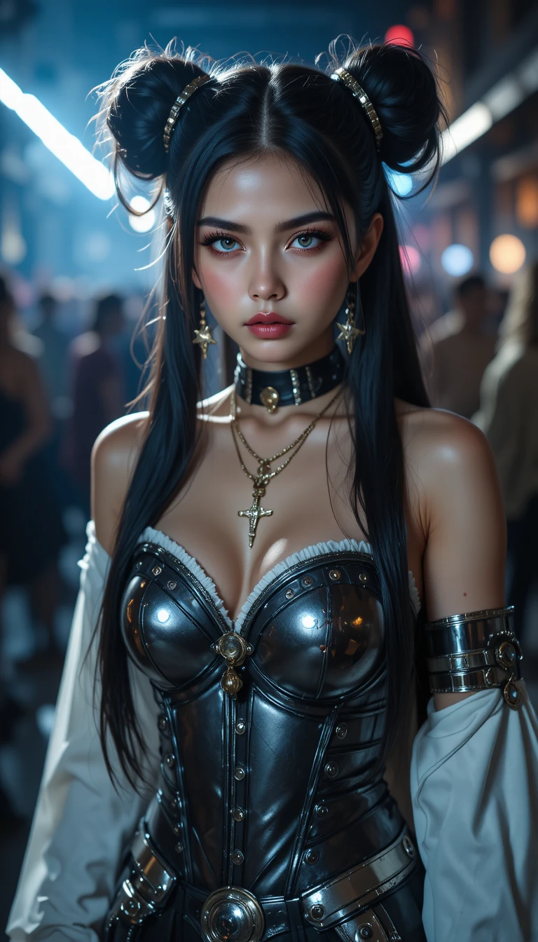 Close up portrait of a blue eyed fantasy dancer girl