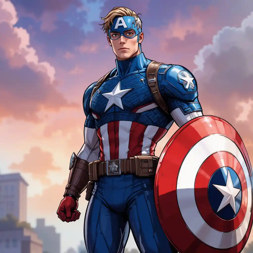 Animated American superhero character in comic inspired style