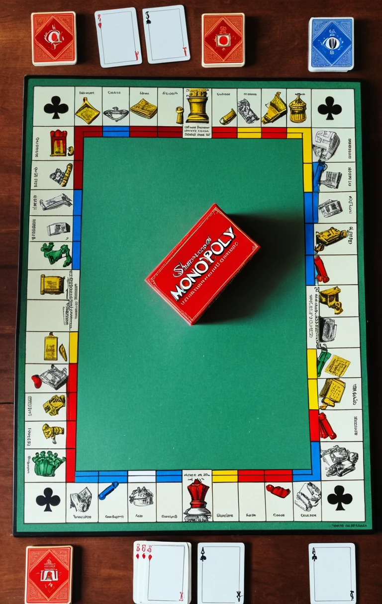 Juegos de mesa dispuestos juntos sobre una mesa de juego