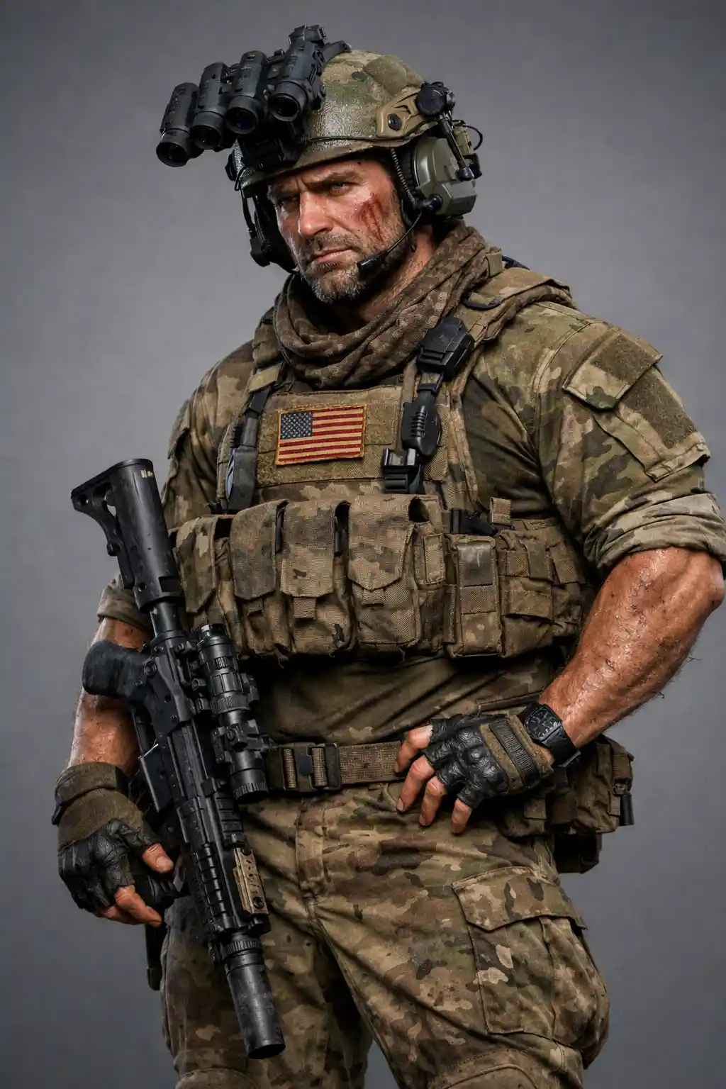 3d full body render of a tired us army soldier