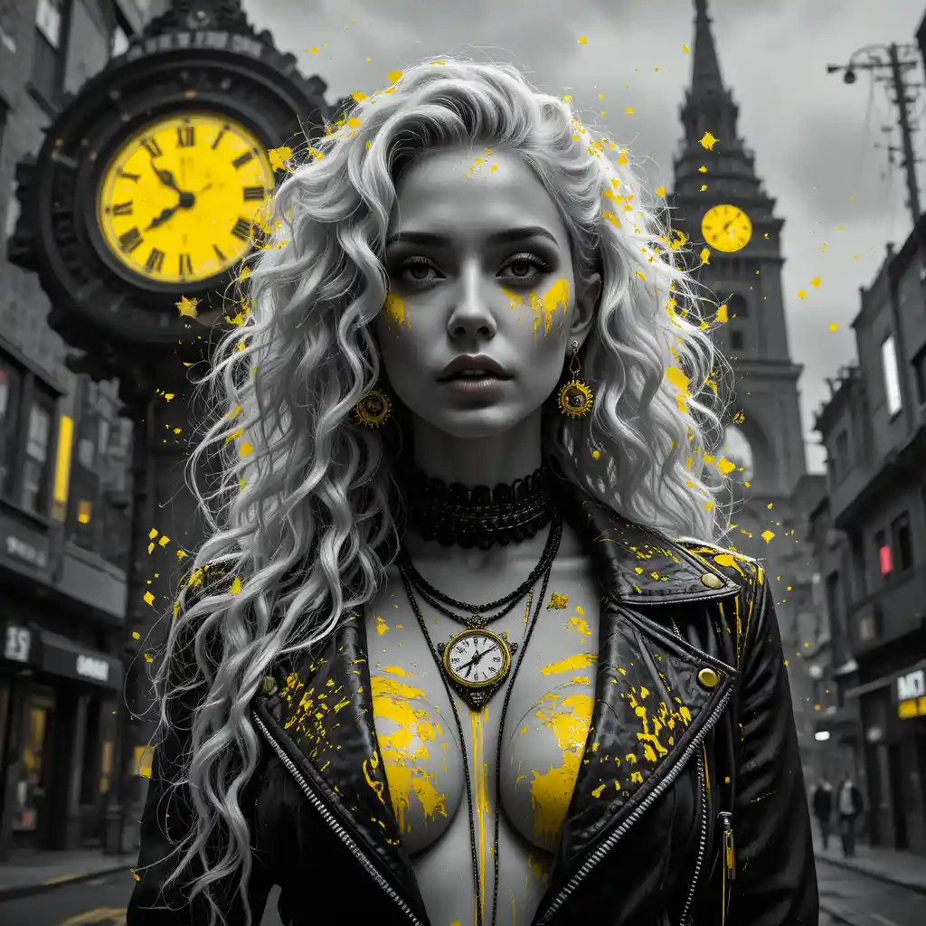 Cyberpunk outlaw woman in high contrast glitch portrait