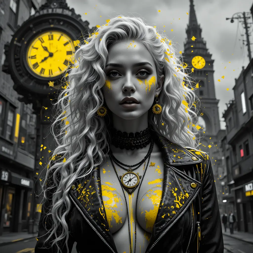 Cyberpunk outlaw woman in high contrast glitch portrait