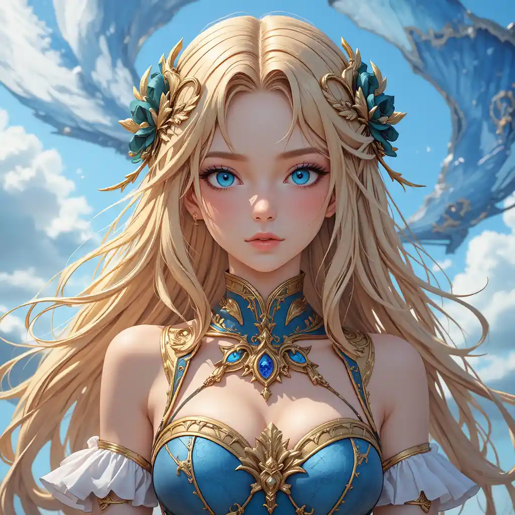 Young goddess of destiny spinning the thread of life
