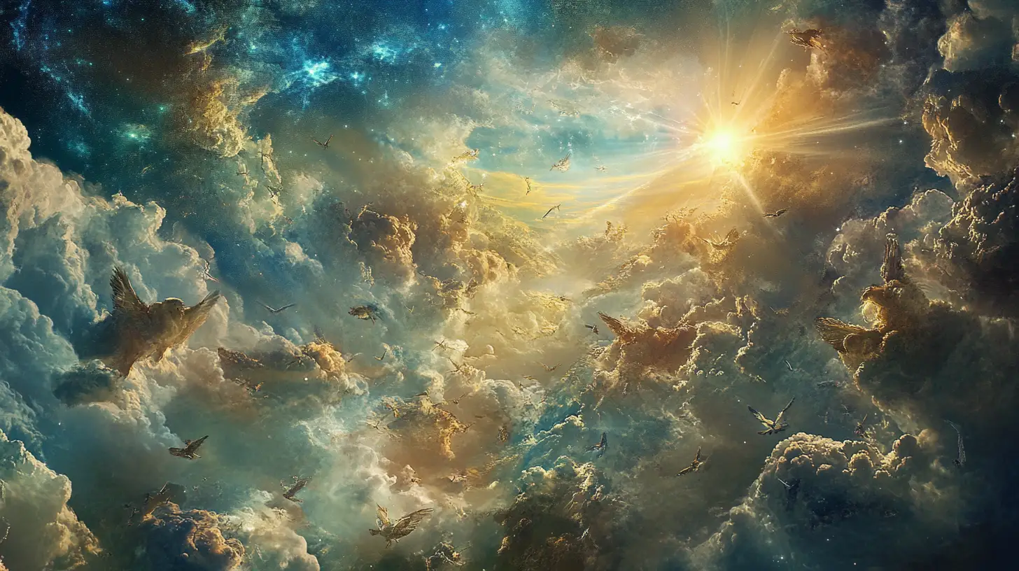 Creation of the heavens and the earth in cosmic landscape
