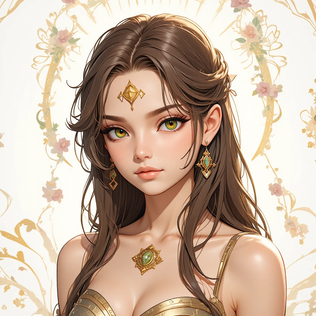 Young destiny goddess holding a life spindle in fantasy world