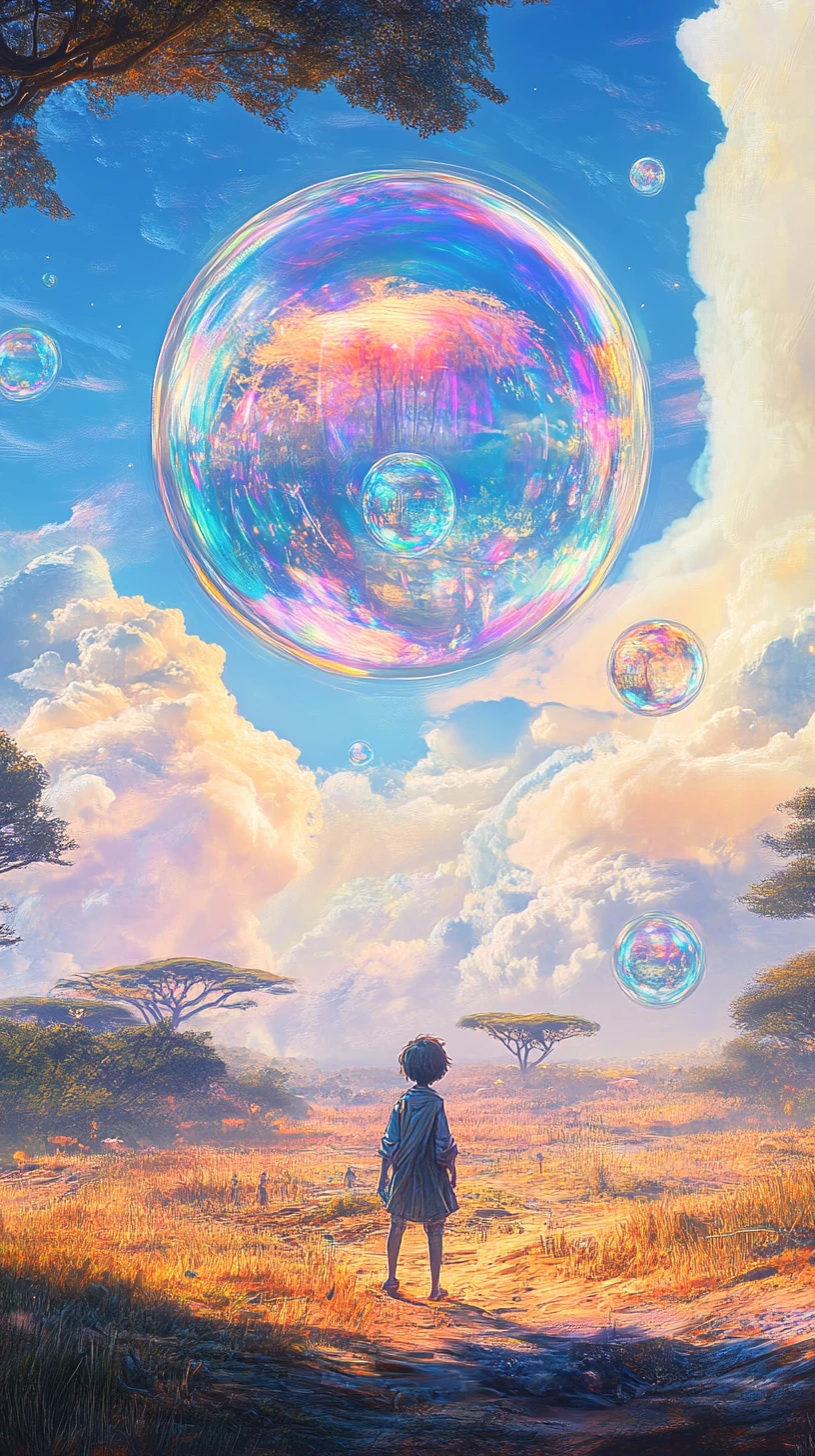 Ricordi colorati che fluttuano sopra un’immensa savana africana