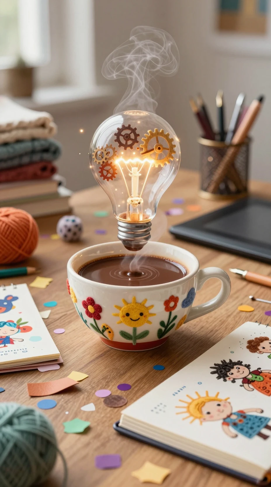 Chocolat chaud féerique dans un studio d’artiste créatif