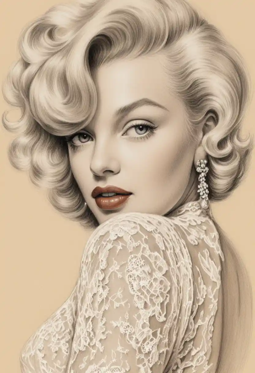 Sensual vintage bust portrait of glamorous Hollywood woman