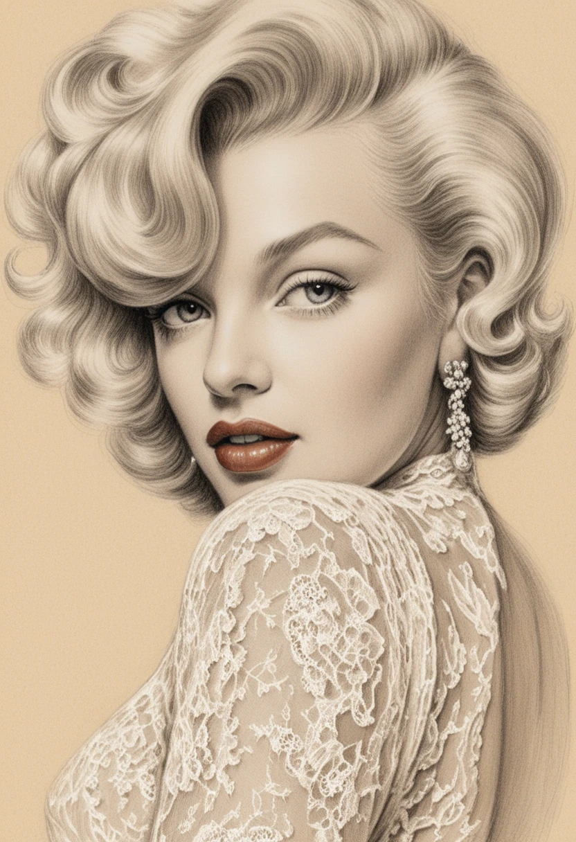 Sensual vintage bust portrait of glamorous Hollywood woman