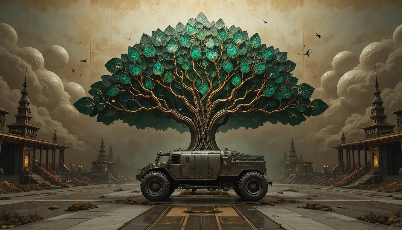 Ancient Parchment Window Into Glowing Futuristic Circuitry