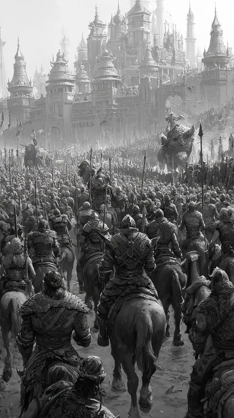 Orc Horde Marching On A Medieval Fortress Stronghold