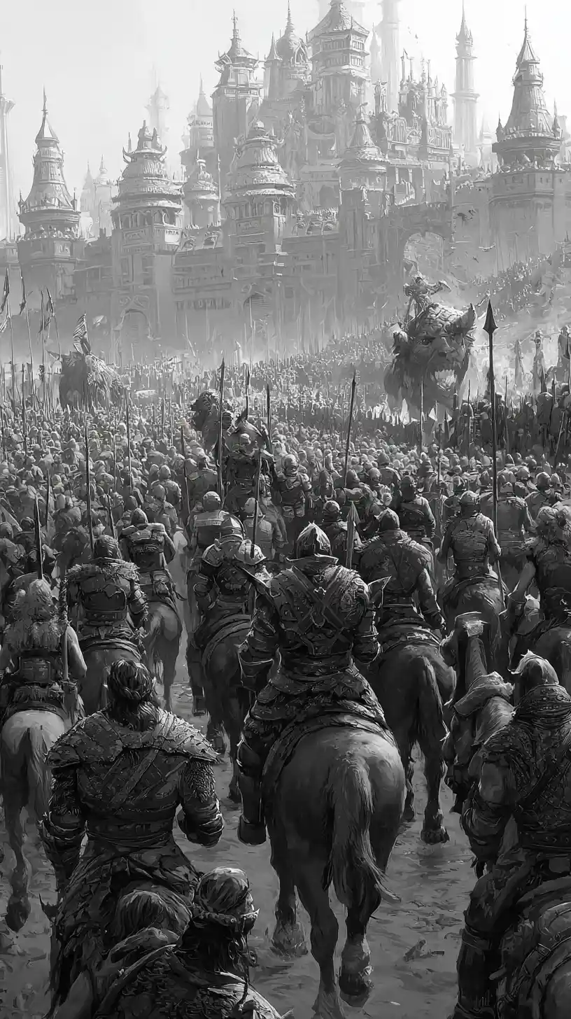 Orc Horde Marching On A Medieval Fortress Stronghold