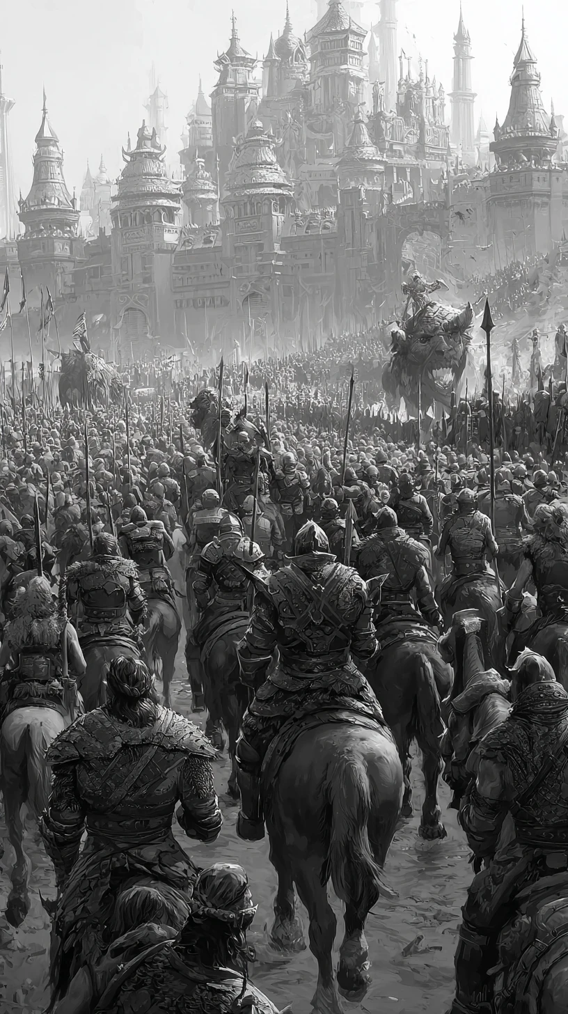 Orc Horde Marching On A Medieval Fortress Stronghold