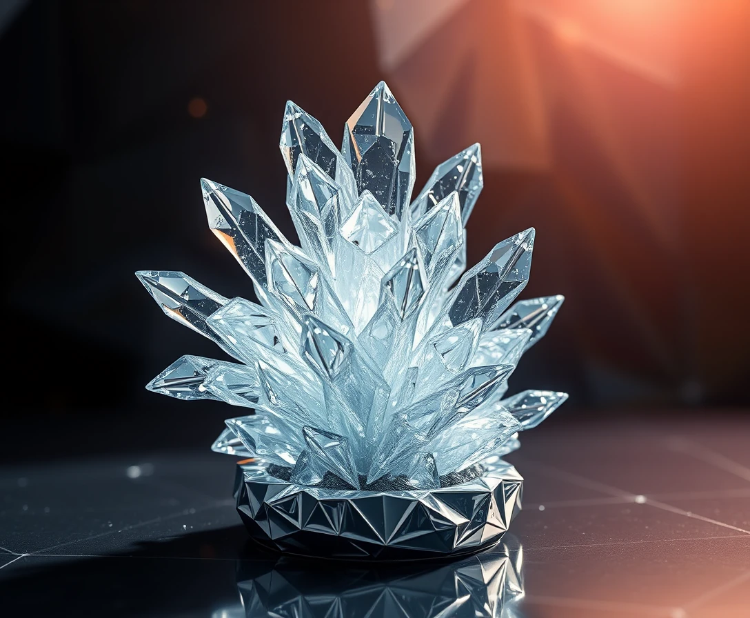 Organic crystalline structure emerging from metallic base