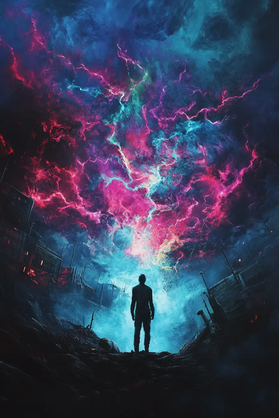 Defiant desire in a dark and foreboding illustration