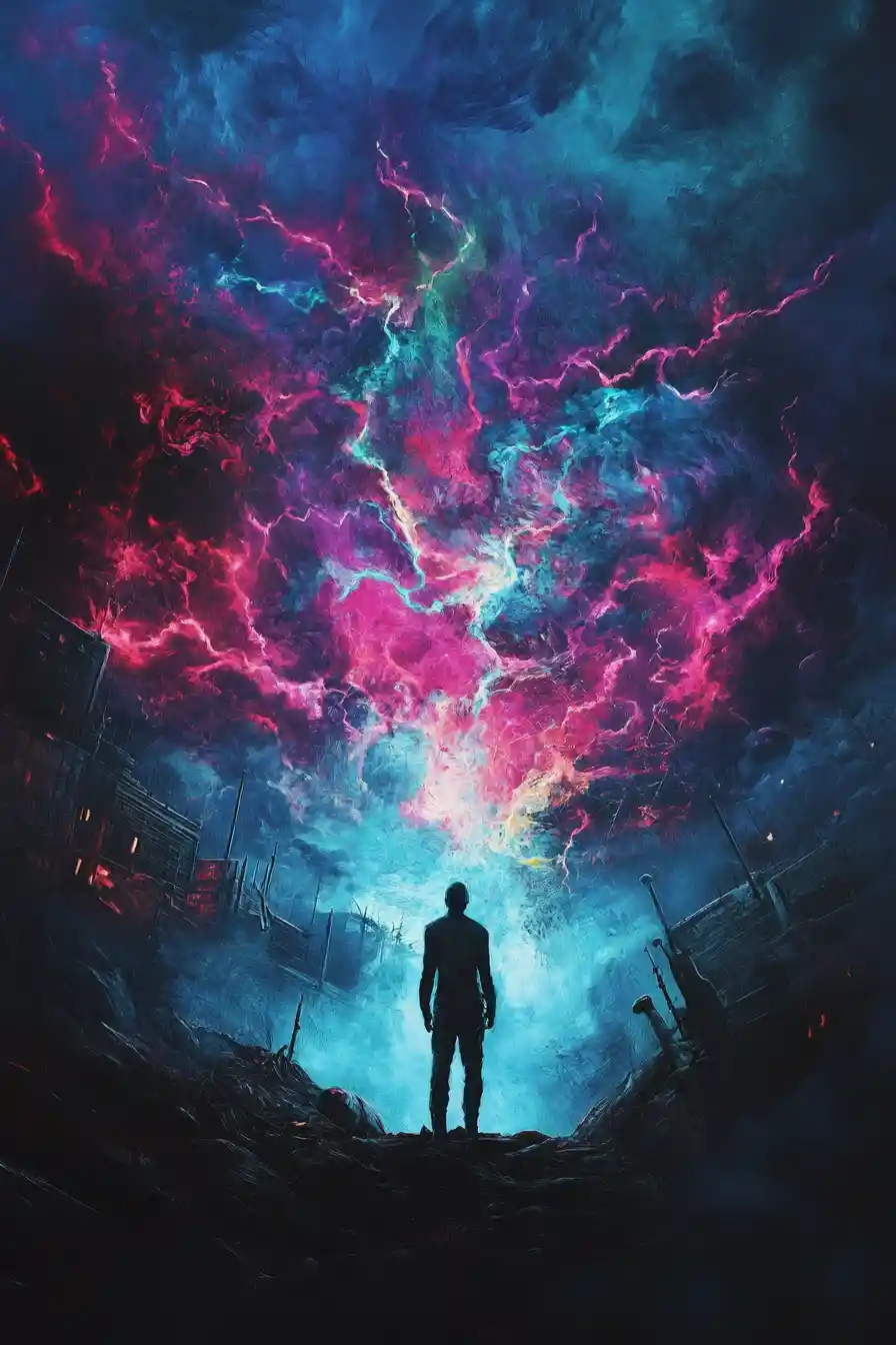 Defiant desire in a dark and foreboding illustration
