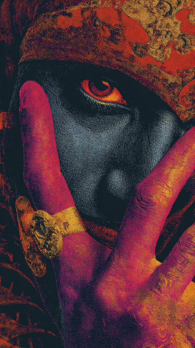 Wistful tribute to a mythical deity on abstract canvas