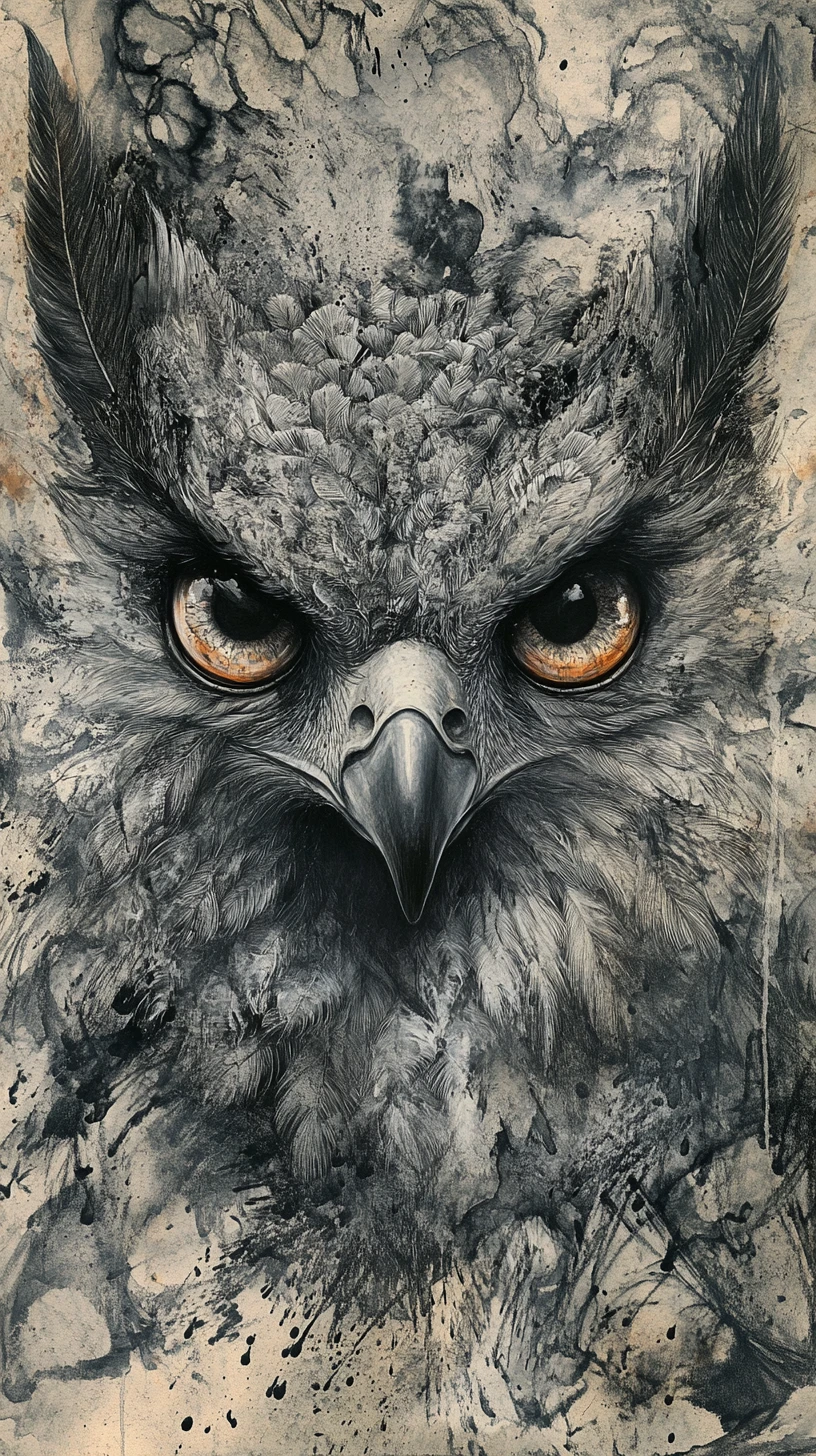 Surrealer Harpyienadler mit hypnotischen Augen in traumähnlicher Welt
