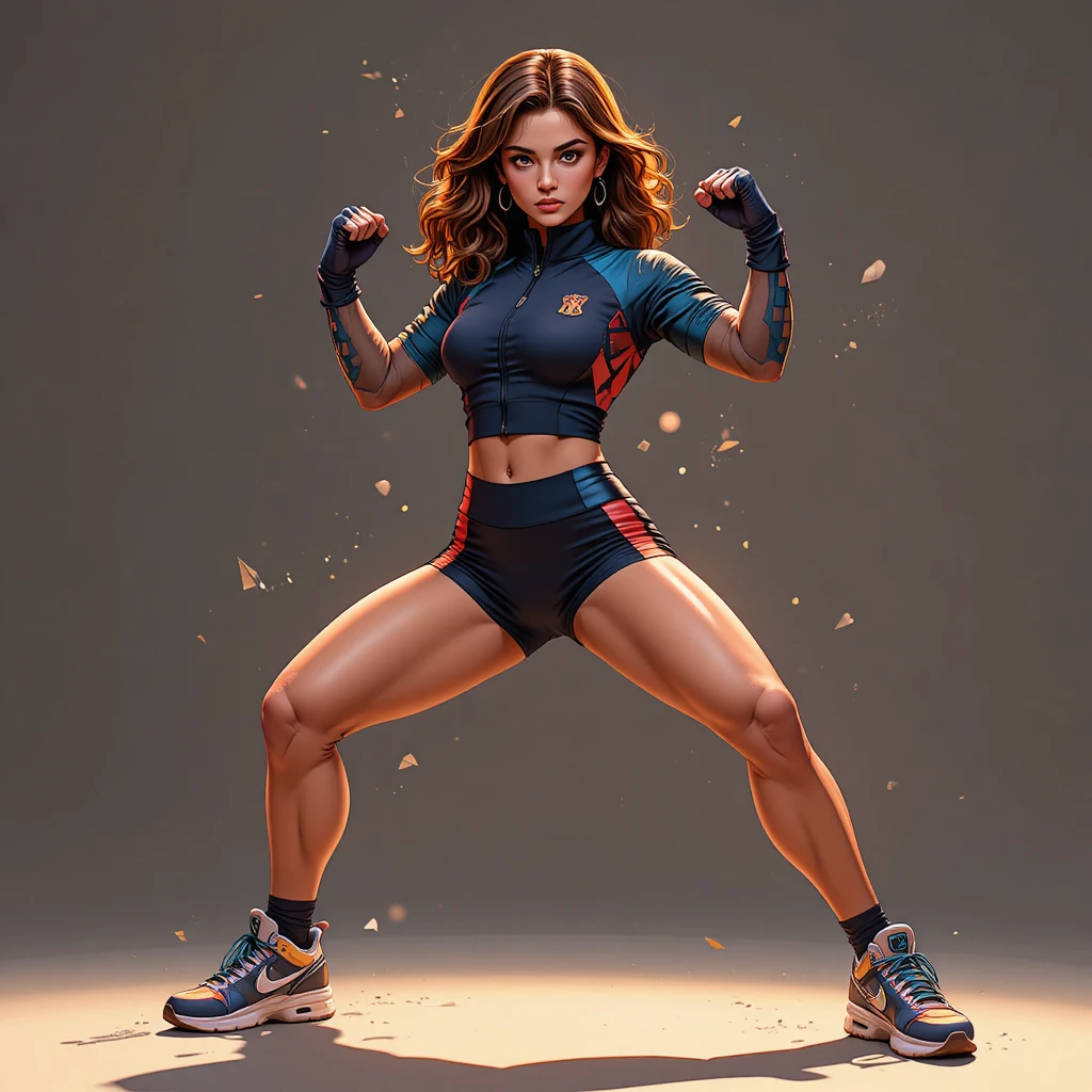 Athletic woman in guard pose with modern sportswear