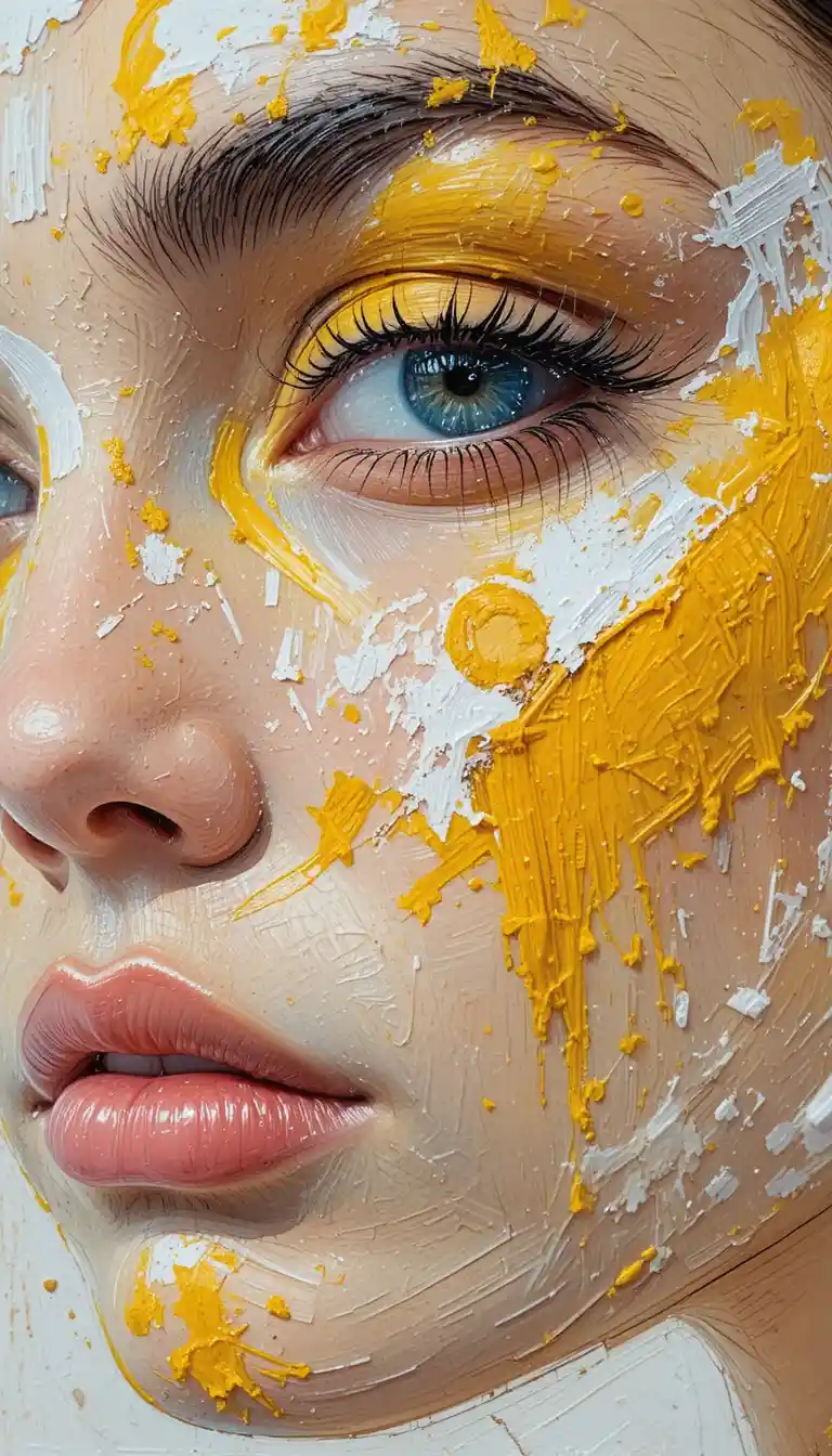 Ritratto a impasto di una donna con volto giallo e bianco