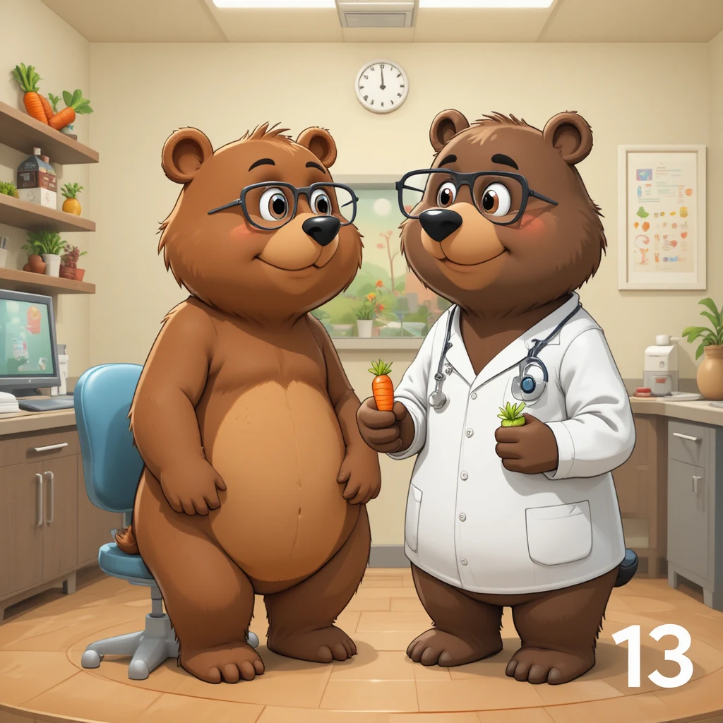 にんじん好きの医者と眼科にいるかわいいクマの家族
