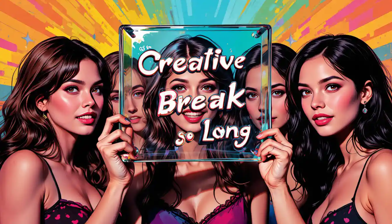 Group of girls holding a banner reading creative break