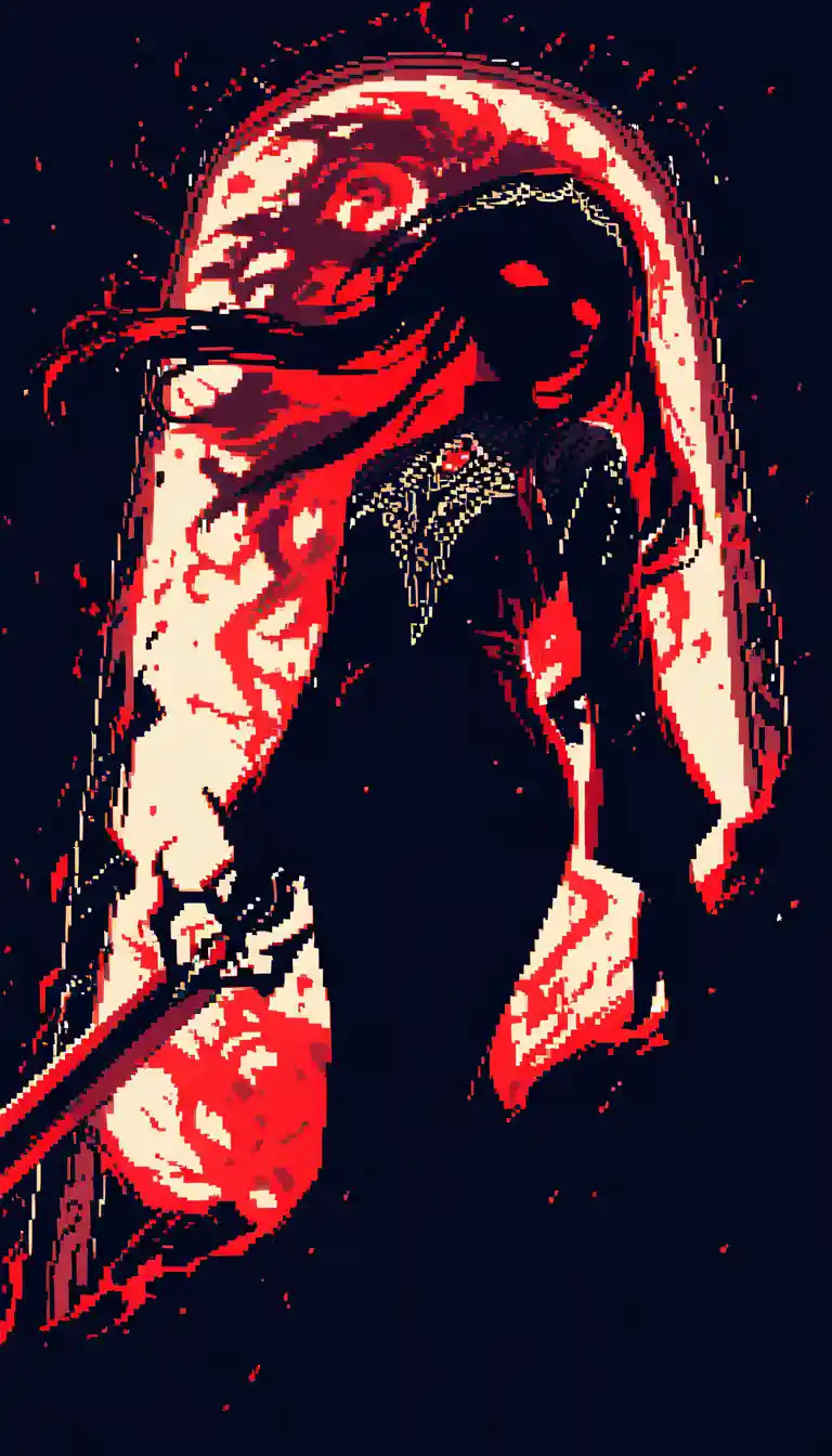 Gothic warrior woman at the edge of a dying world