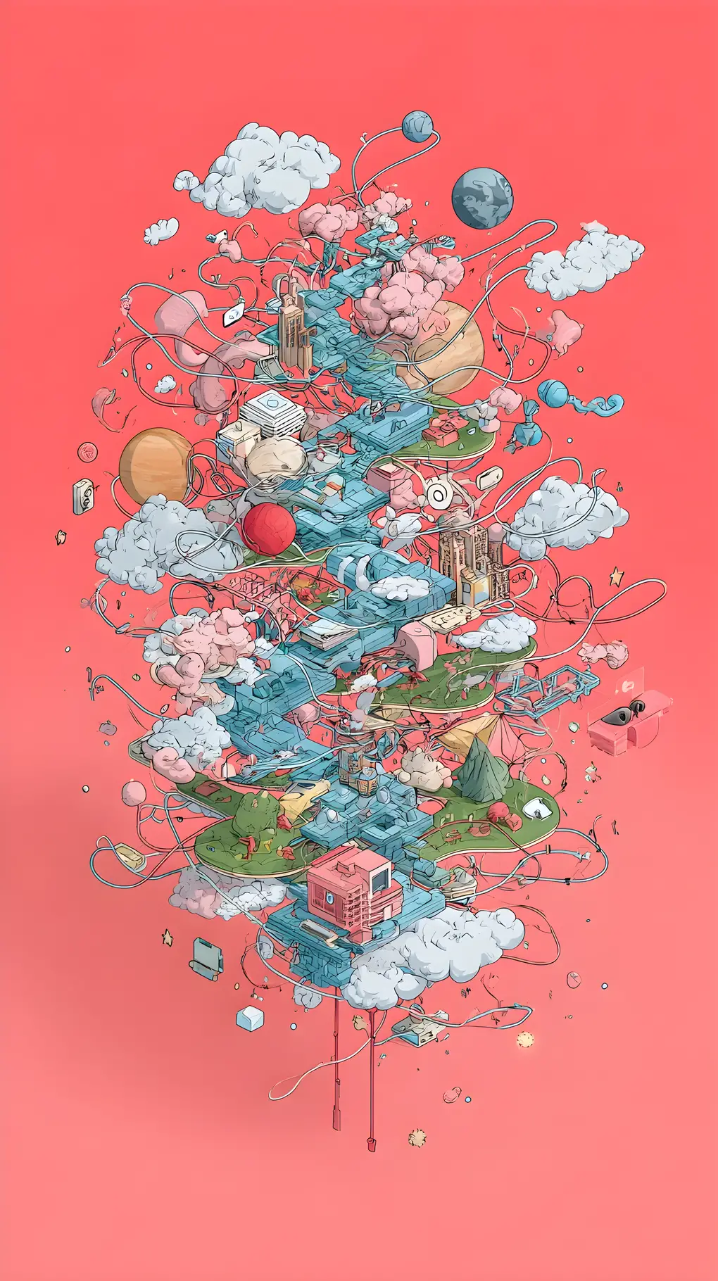 Surreal 3D Illustration Of Dreams And Floating Imagination