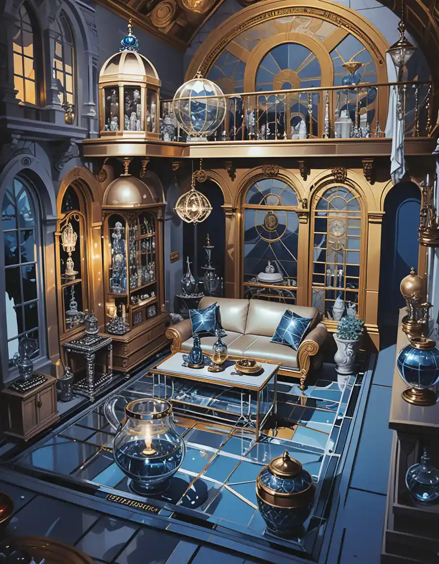Fantasy Two Story Merchant House Diorama Interior Cutaway