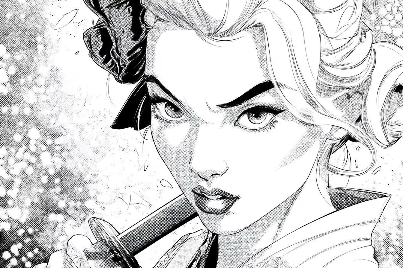 Monochrome manga ink illustration coloring page design