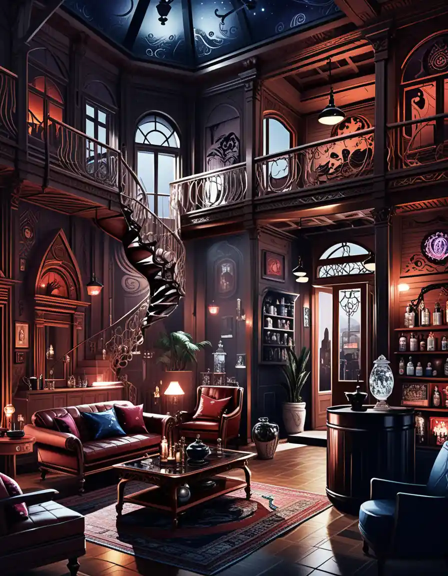 Fantasy Merchant House Diorama With Exposed Interior Rooms