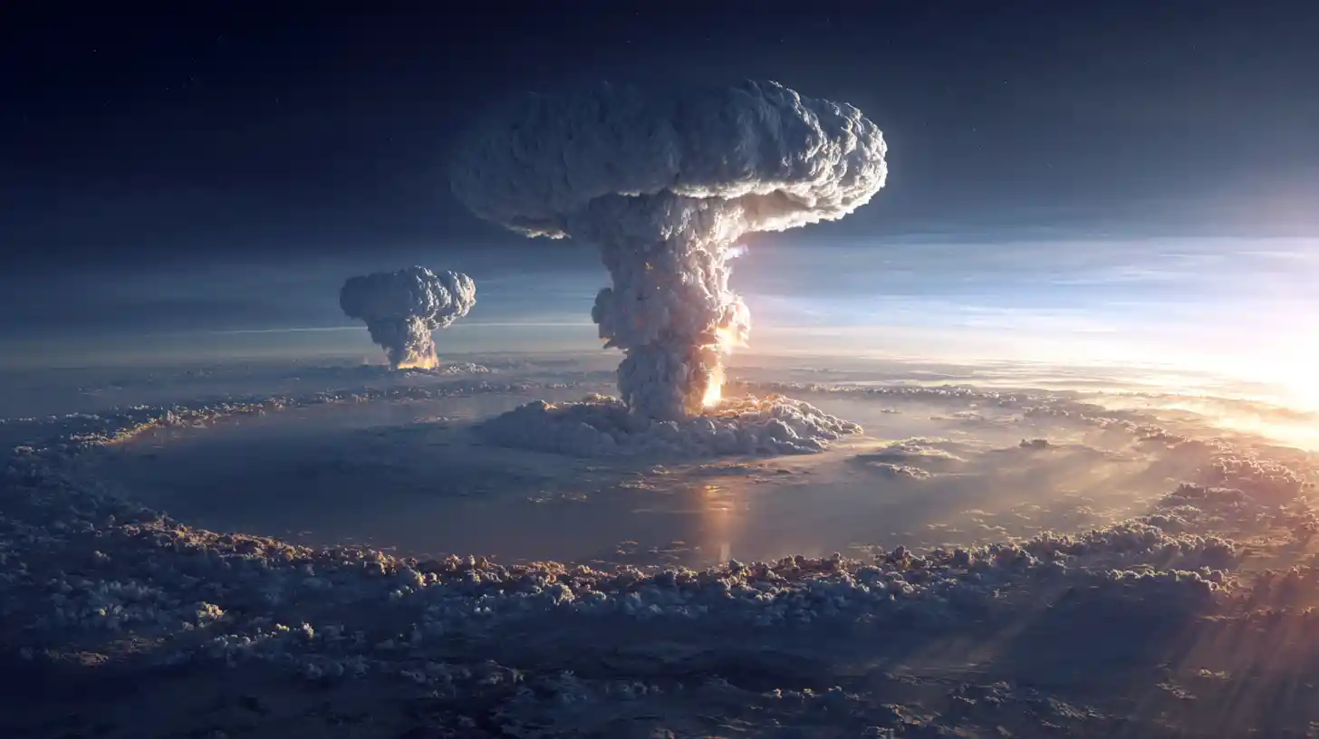 Aliens Watching A Panoramic View Of Nuclear War On Earth
