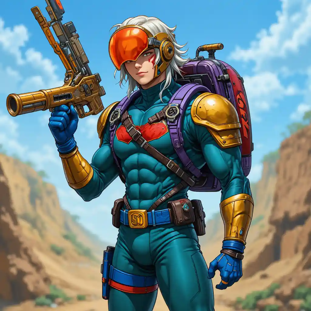 Anime warrior with scarred face and armored cobra uniform