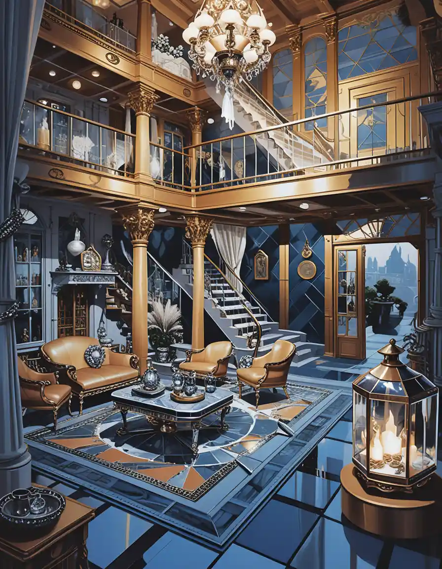 Stylized 3D house diorama with exposed interior rooms